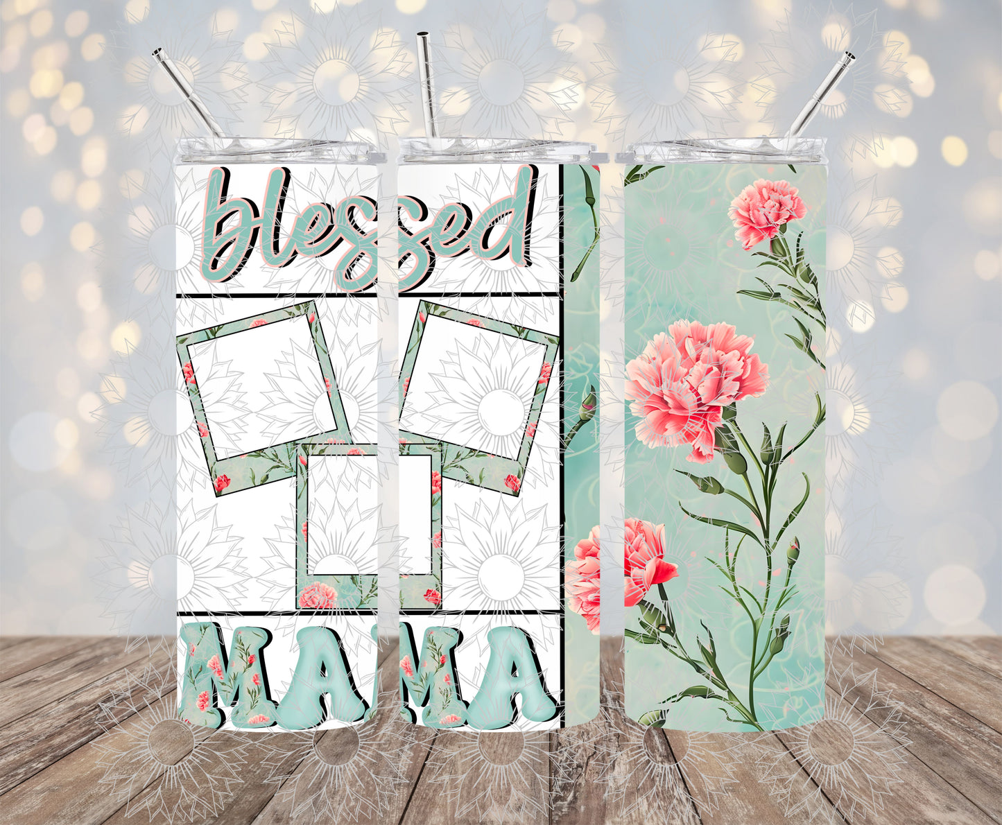Blessed Mama Polaroid Teal 20OZ