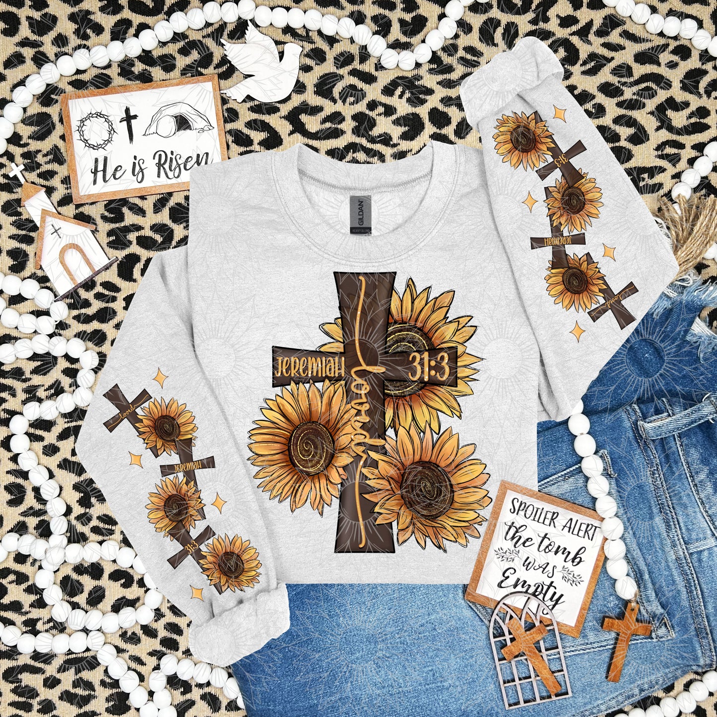 Sunflower Cross Loved W/Sleeve
