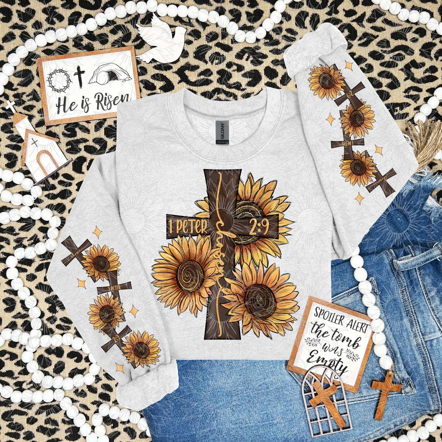 Sunflower Cross Chosen W/Sleeve