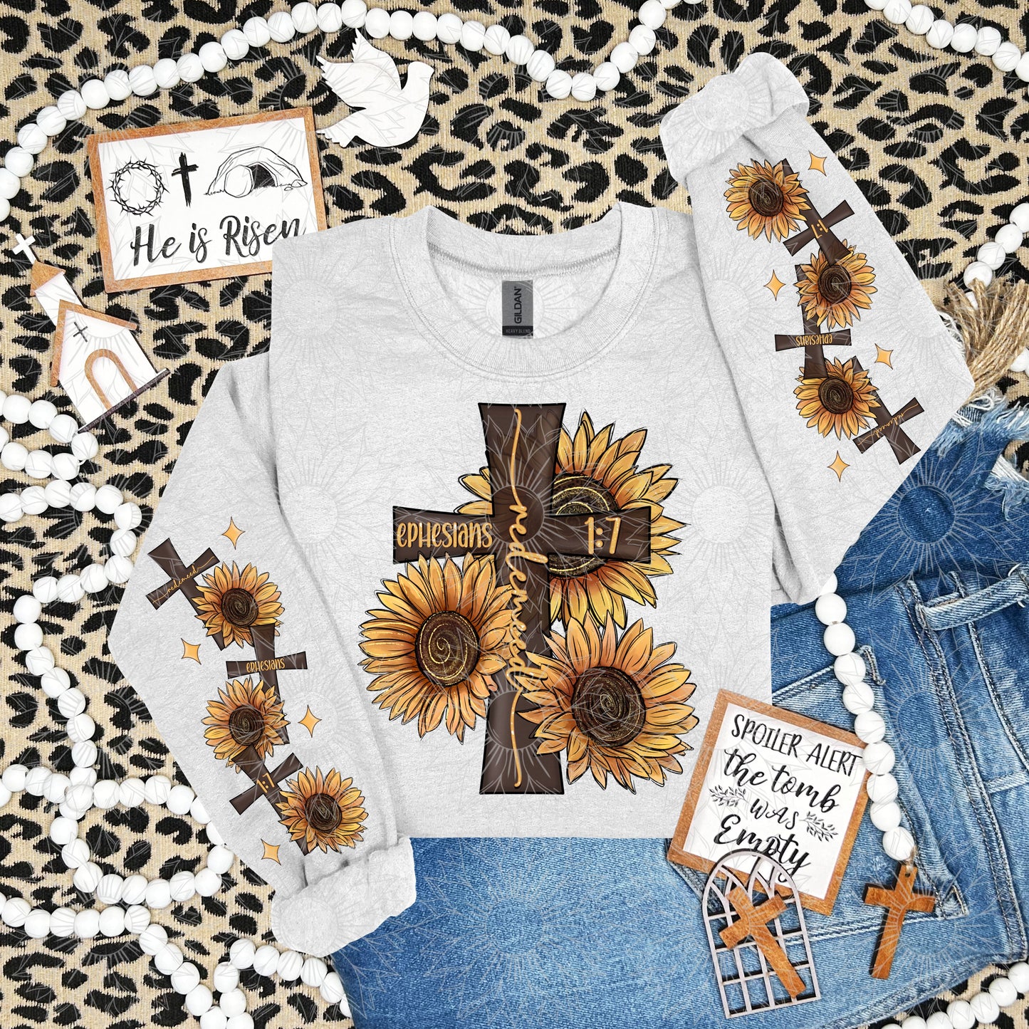 Sunflower Cross Redeemed W/Sleeve
