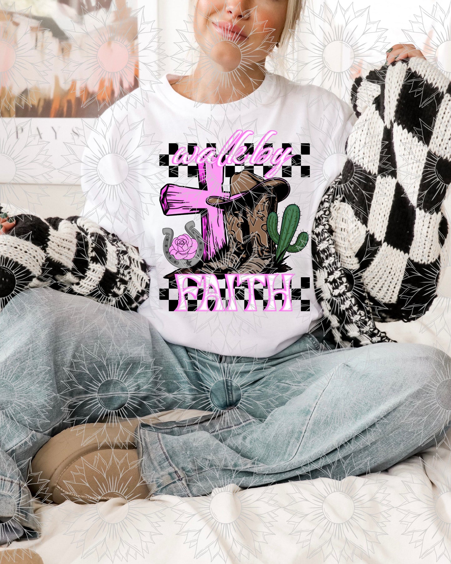 Walk By Faith Pink Checkered