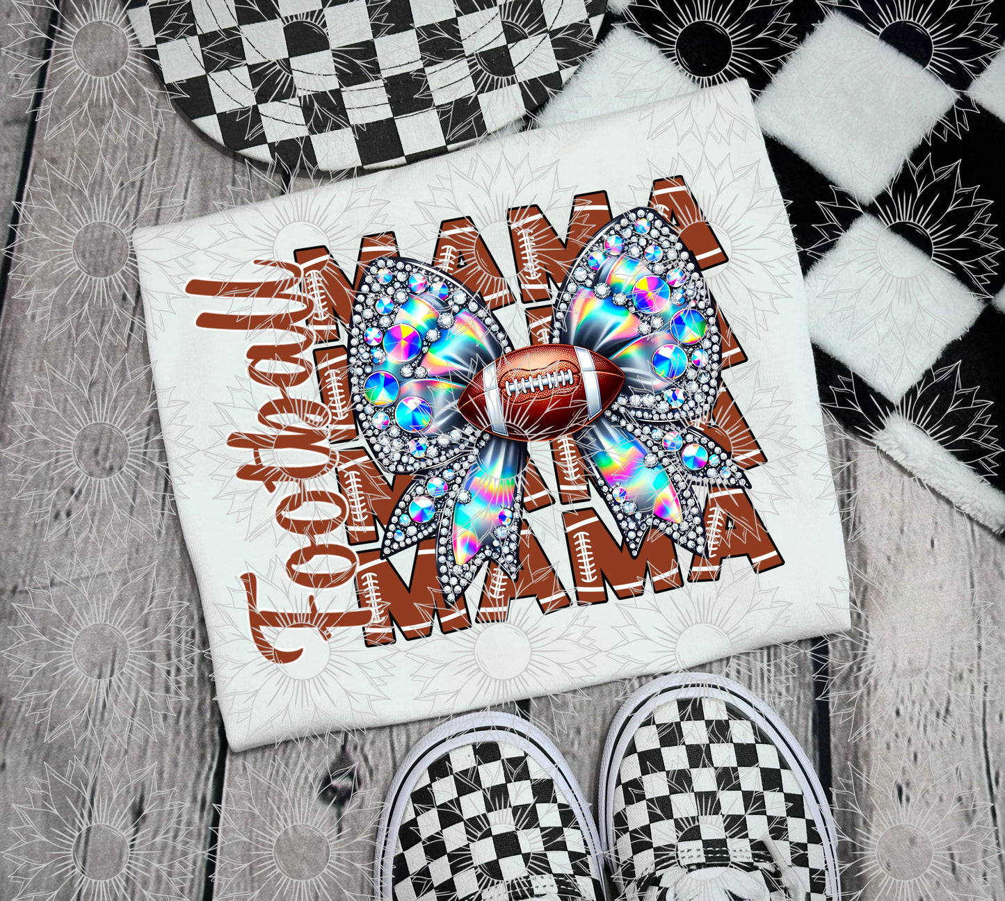 Football Mama Rhinestone Bow