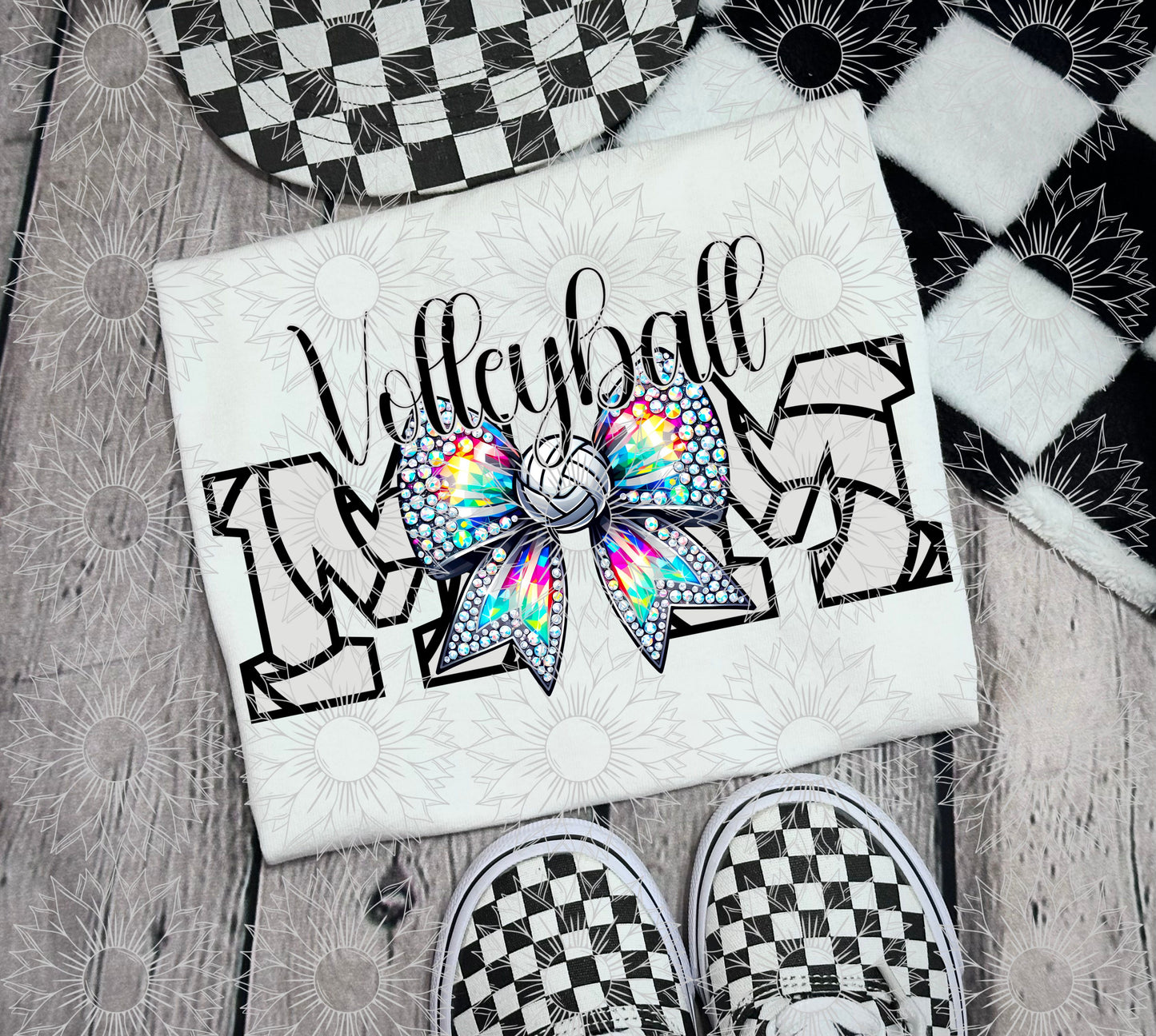 Volleyball Mom Rhinestone Bow