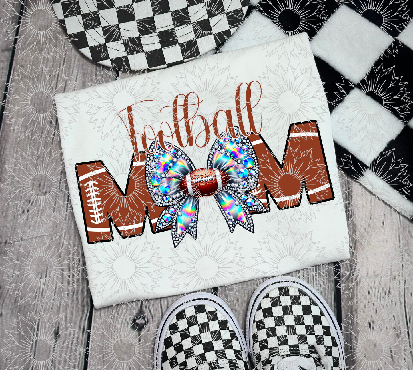 Football Mom Rhinestone Bow