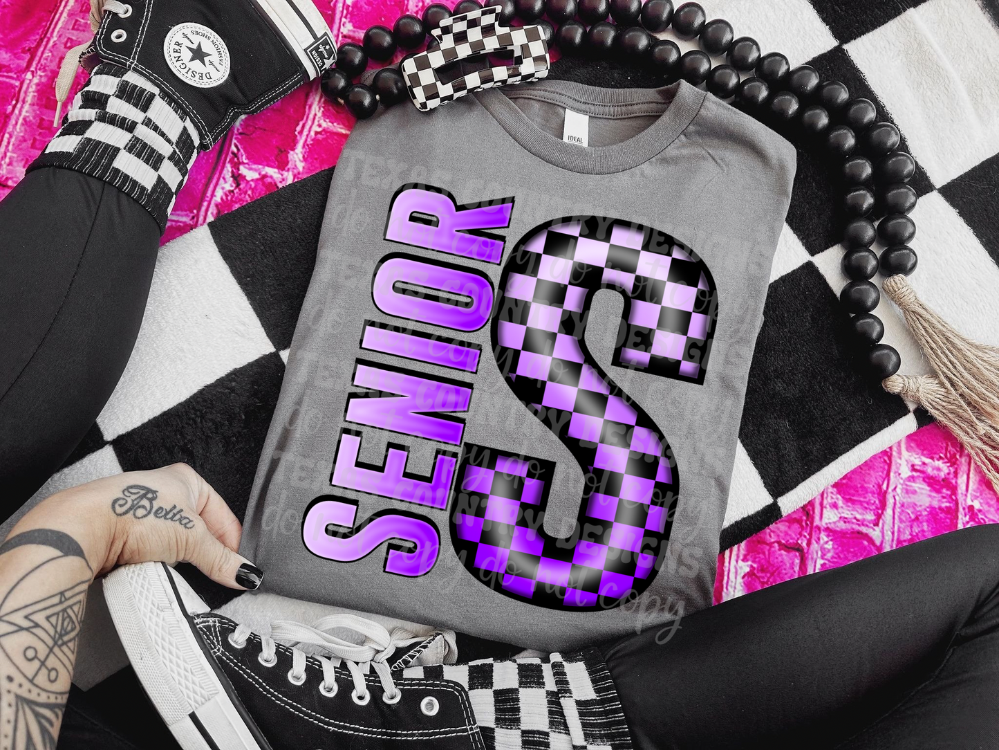 School Grades Purple Checkered