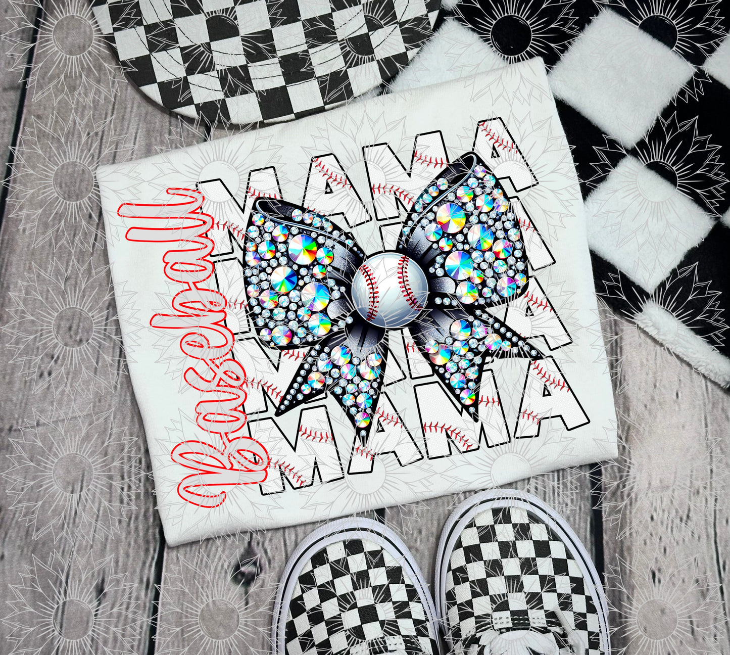 Baseball Mama Rhinestone Bow