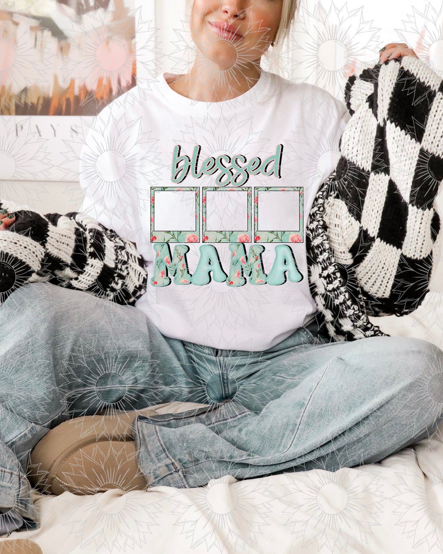 Blessed Mama Polaroid Teal