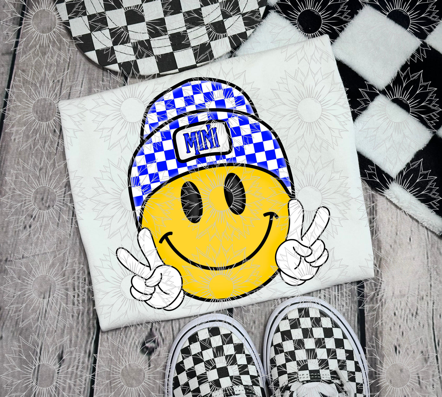 Blue Checkered Mini Smiley