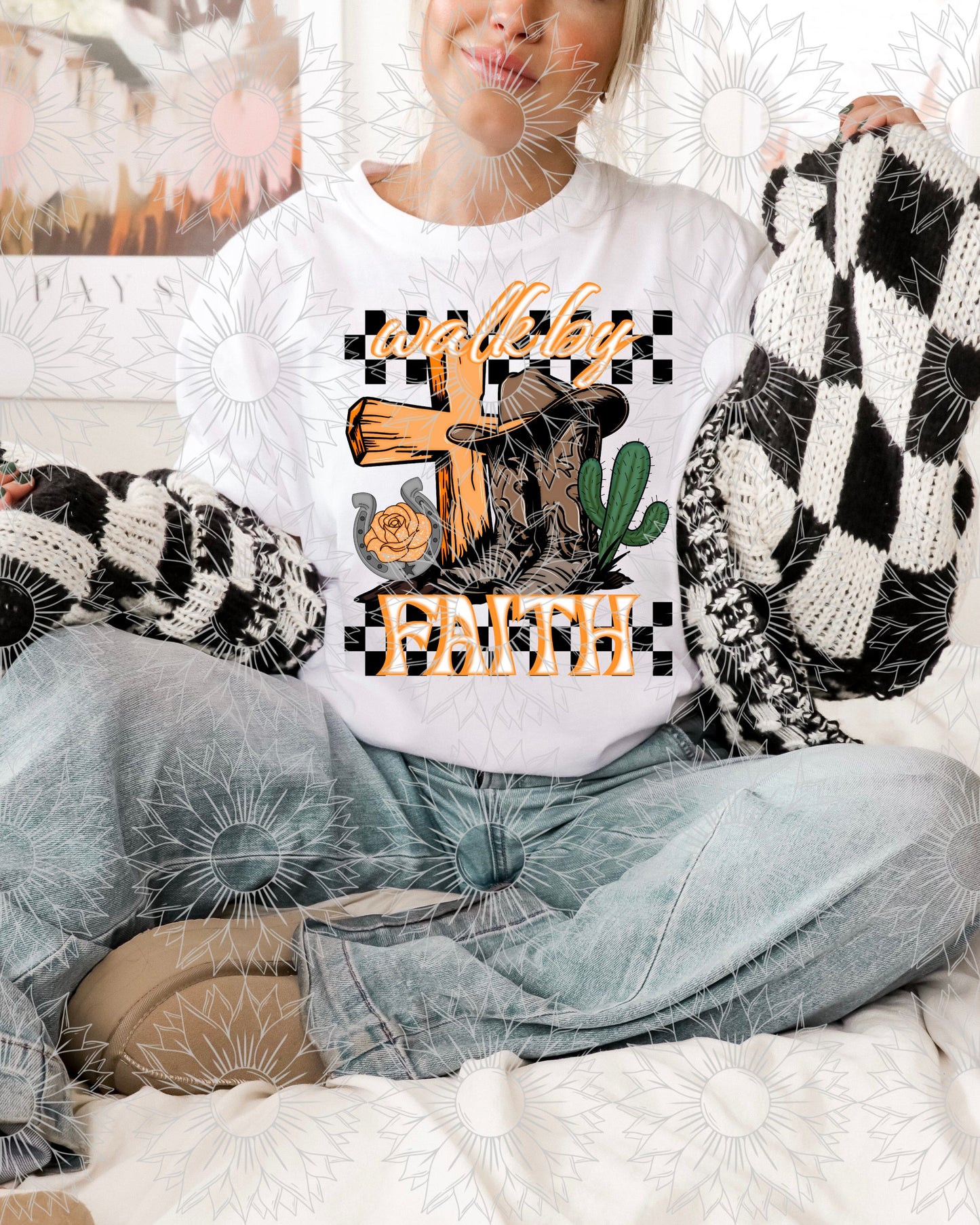 Walk By Faith Orange Checkered