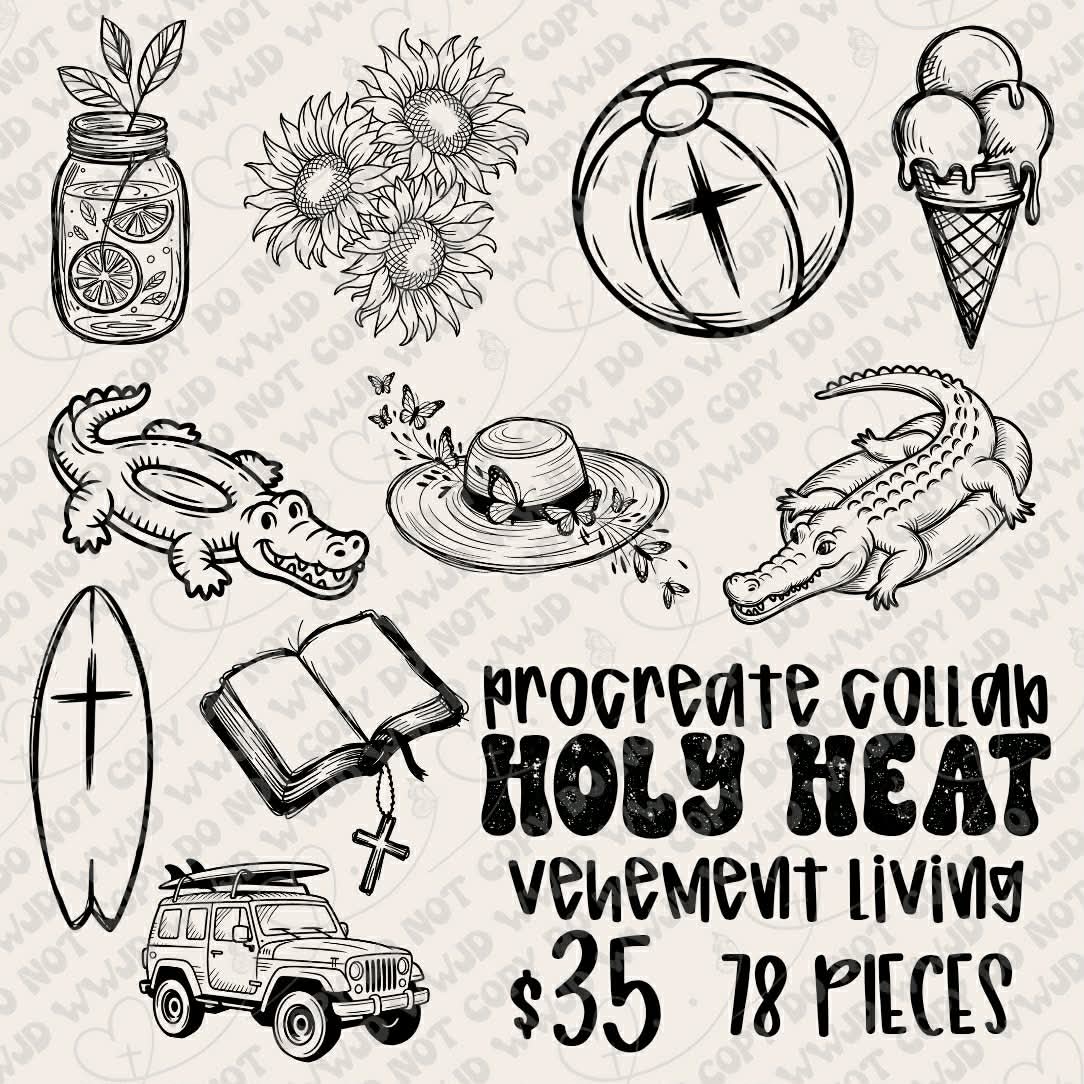 Holy Heat Procreate Stamp Collab (Outlines Included)
