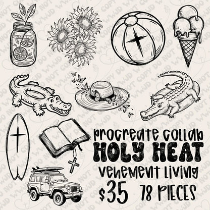 Holy Heat Procreate Stamp Collab (Outlines Included)
