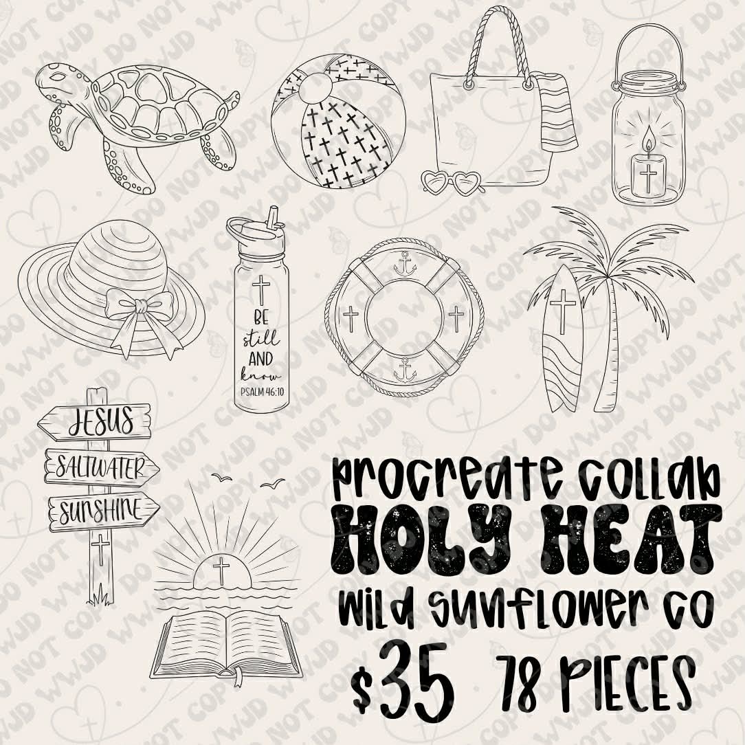 Holy Heat Procreate Stamp Collab (Outlines Included)
