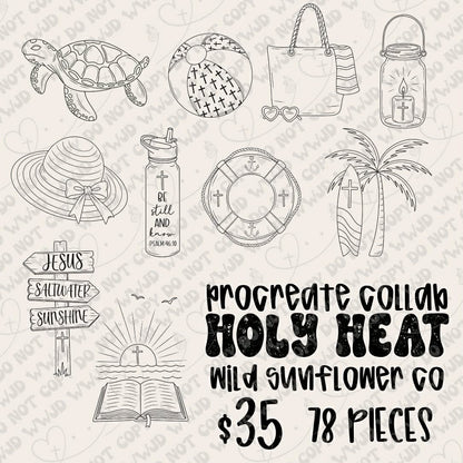 Holy Heat Procreate Stamp Collab (Outlines Included)