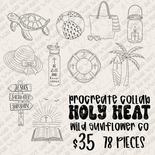 Holy Heat Procreate Stamp Collab (Outlines Included)