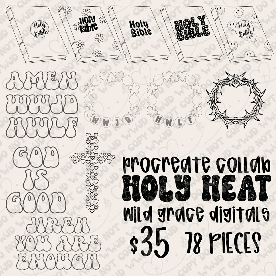 Holy Heat Procreate Stamp Collab (Outlines Included)