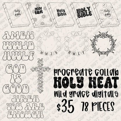 Holy Heat Procreate Stamp Collab (Outlines Included)