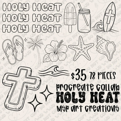 Holy Heat Procreate Stamp Collab (Outlines Included)