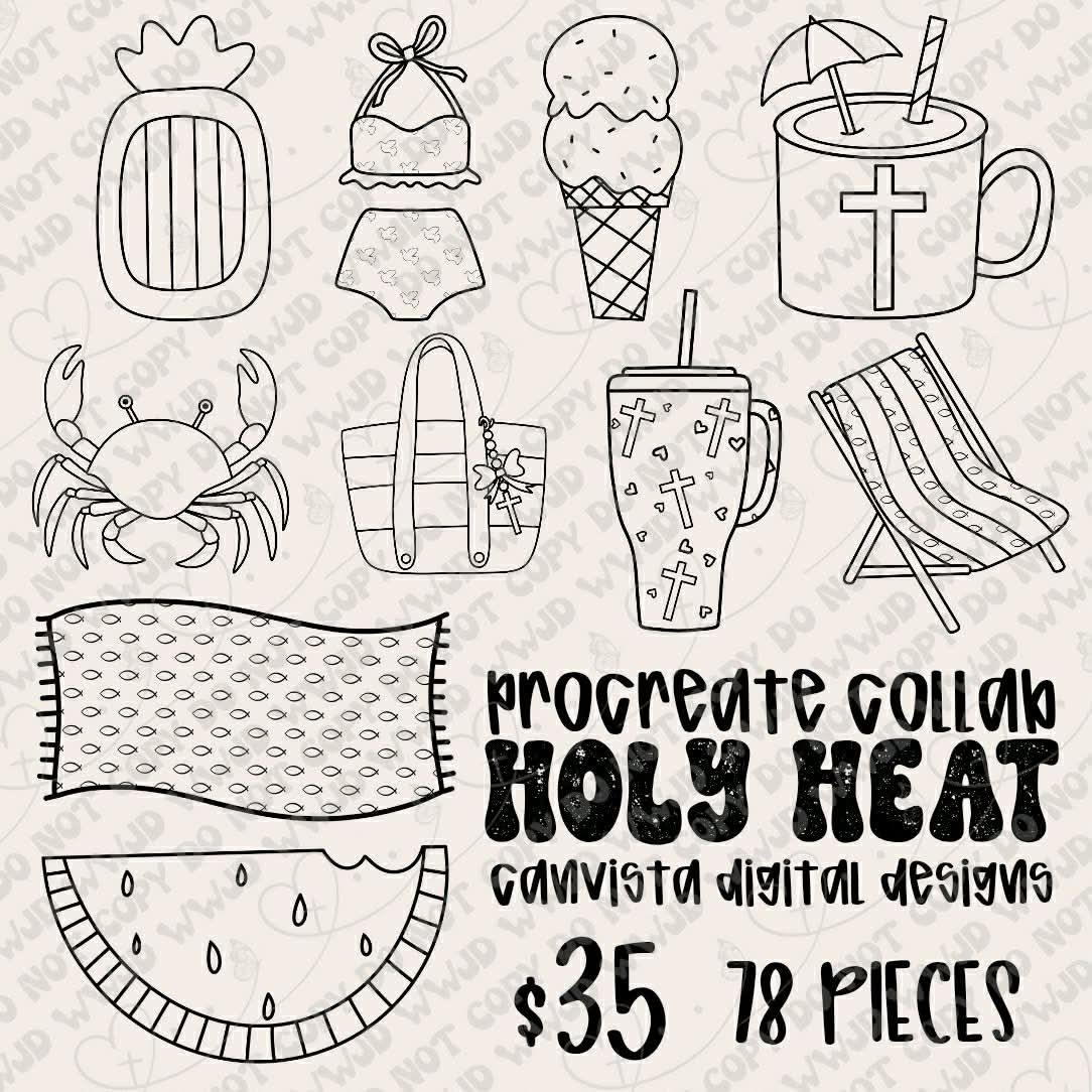 Holy Heat Procreate Stamp Collab (Outlines Included)
