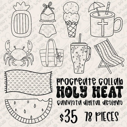 Holy Heat Procreate Stamp Collab (Outlines Included)