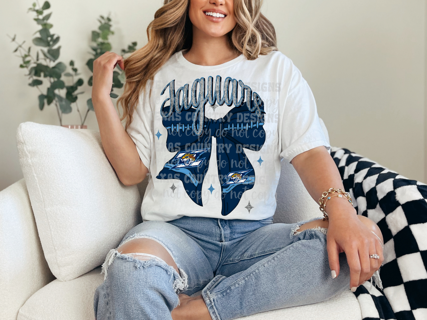 Zamora Jaguars Football Ribbon Bow