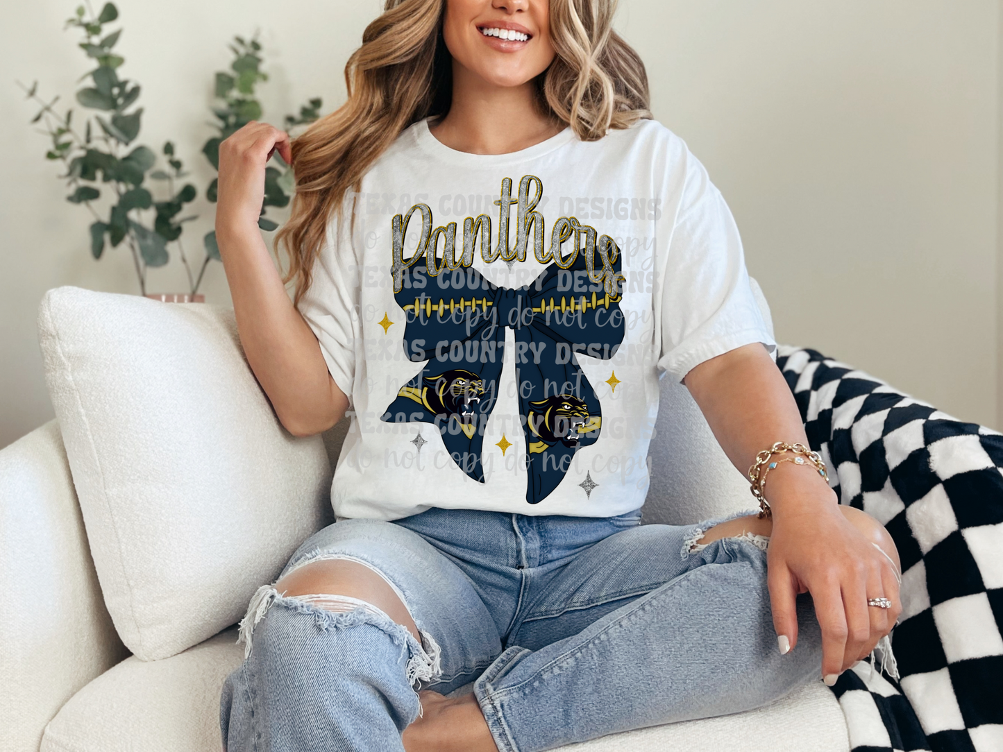 San Antonio O’Connor Panthers Football Ribbon Bow