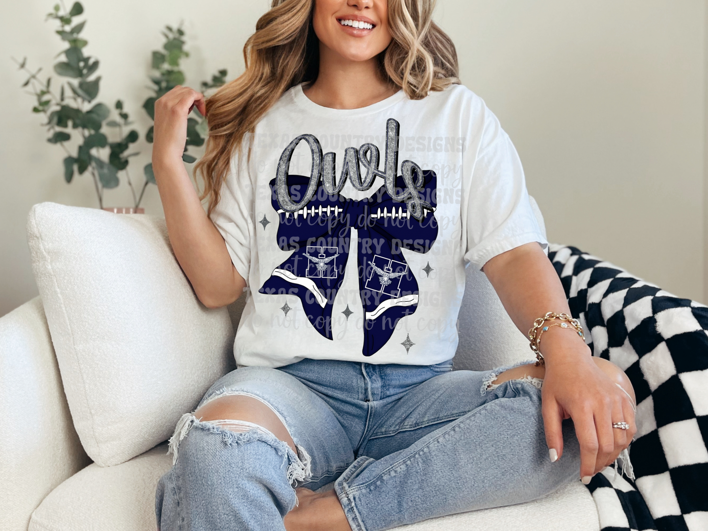 Hondo Owls Football Ribbon Bow