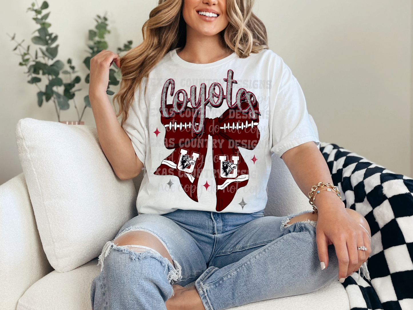 Uvalde Coyotes Football Ribbon Bow