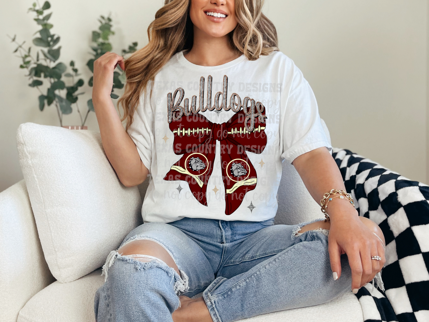 Bush Bulldogs Football Ribbon Bow