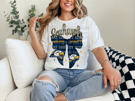 Nimitz Seahawks Football Ribbon Bow