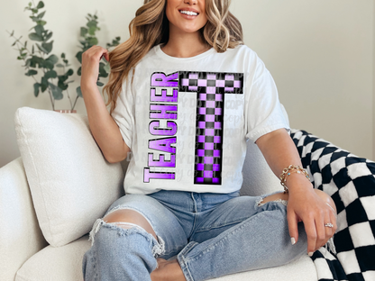 School Grades Purple Checkered