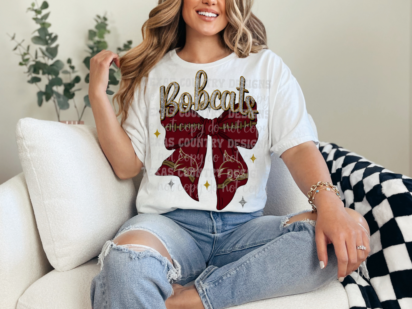 TS Bobcats Football Ribbon Bow