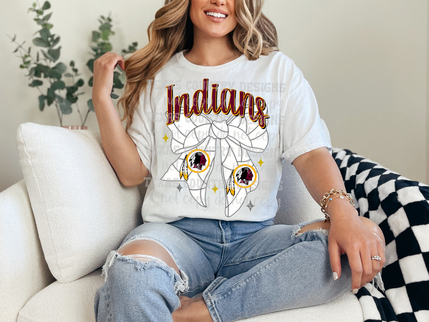 Harlandale Indians Volleyball Ribbon Bow