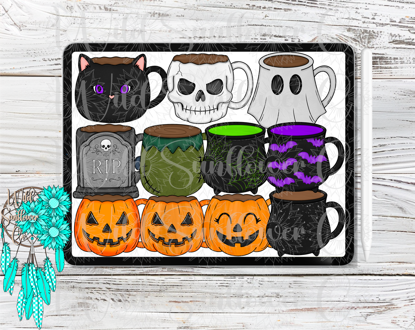 Halloween Mugs Clipart Set