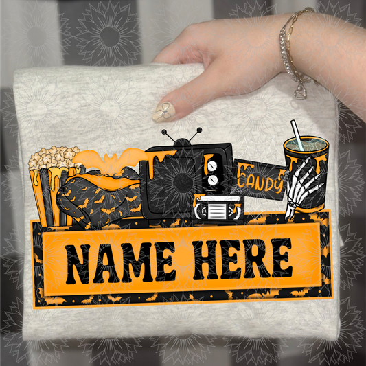Spooky Movie Name Plate Orange