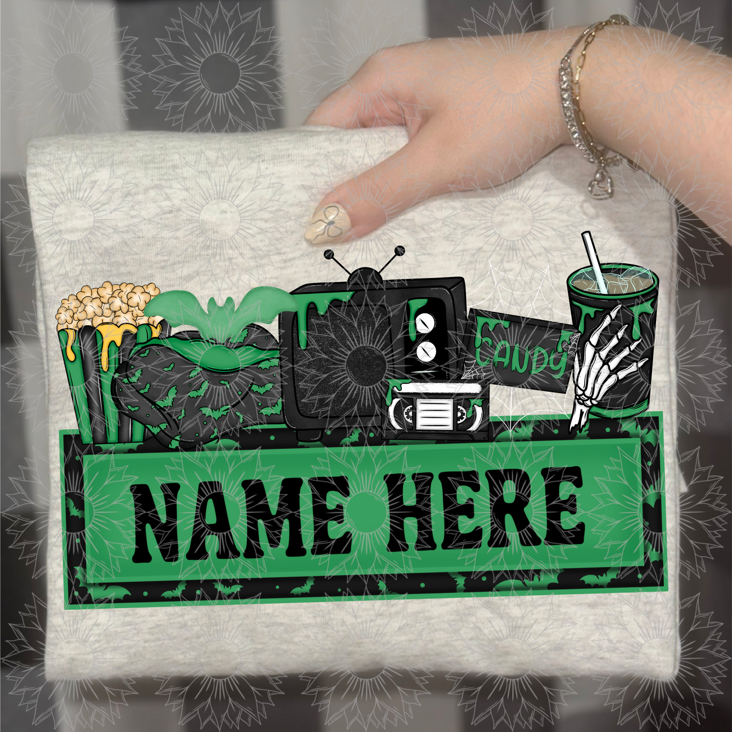 Spooky Movie Name Plate Green