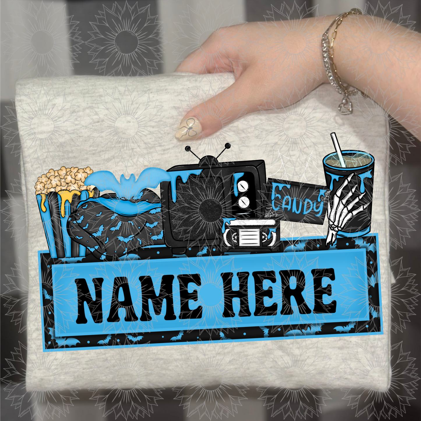 Spooky Movie Name Plate Blue