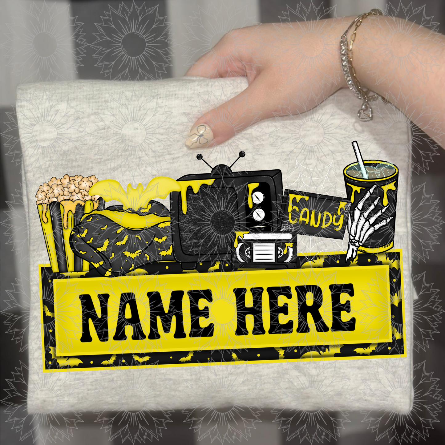 Spooky Movie Name Plate Yellow