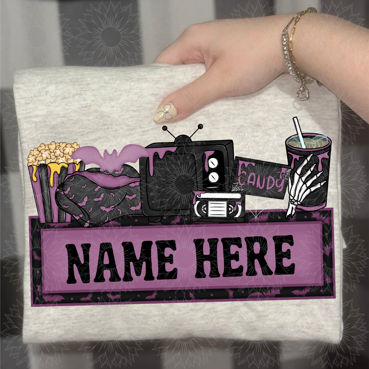 Spooky Movie Name Plate Purple