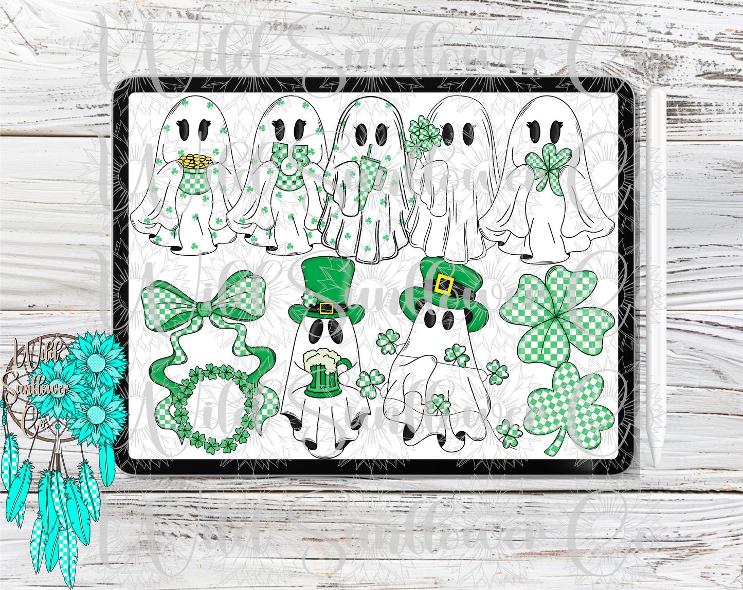 Saint Patrick’s Day Ghostie Clipart Set