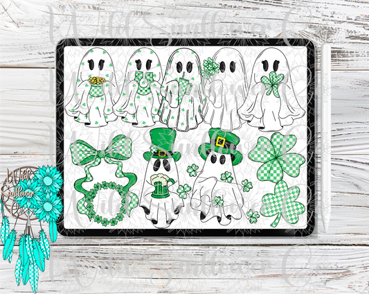 Saint Patrick’s Day Ghostie Clipart Set
