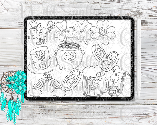 Saint Patrick’s Day Retro Characters Procreate Stamps