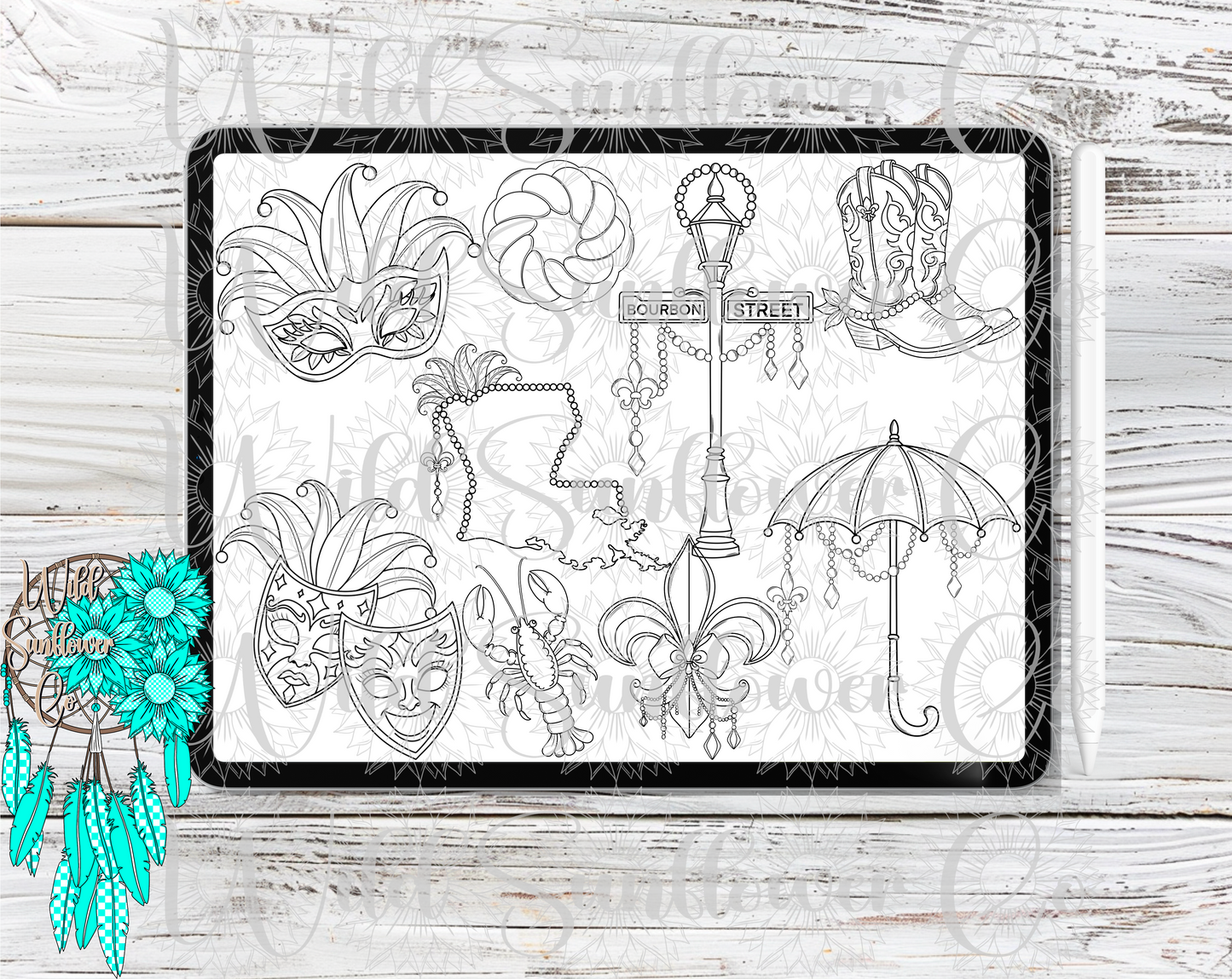 Mardi Gras 26 Procreate Stamps