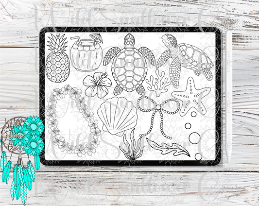 Beachy Sea Procreate Stamps