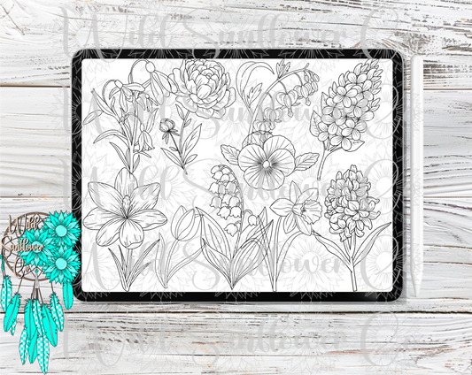Spring Florals Procreate Stamps