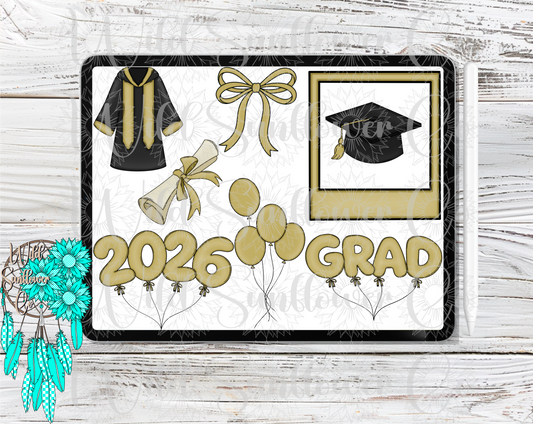 Gold Graduation Clipart Set
