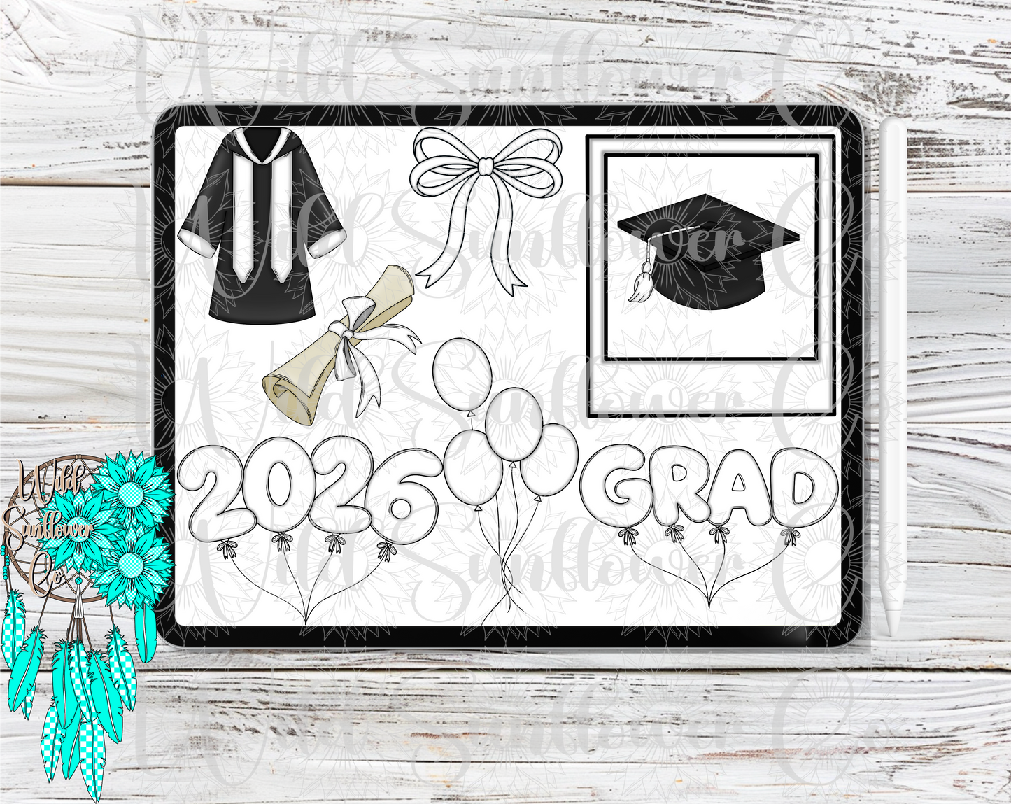 White Graduation Clipart Set