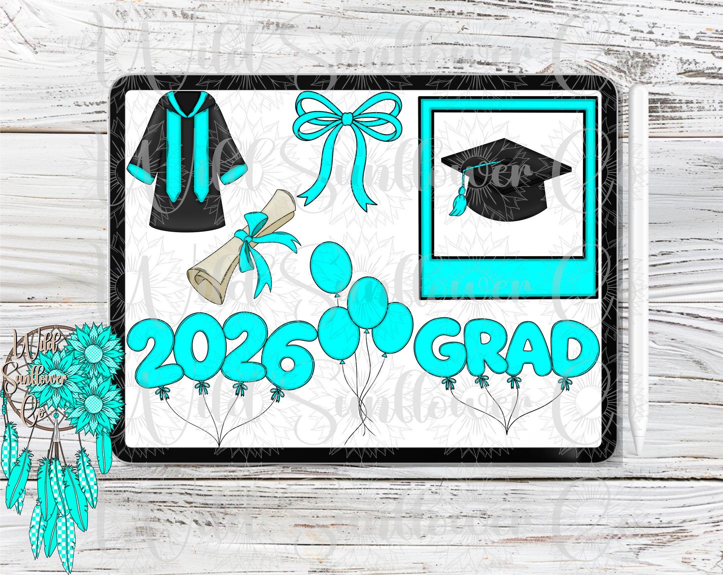 Turquoise Graduation Clipart Set