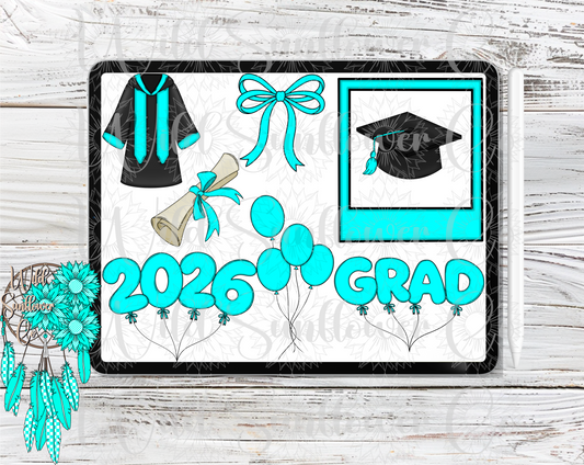 Turquoise Graduation Clipart Set