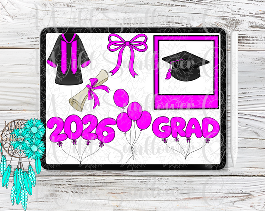 Pink Graduation Clipart Set