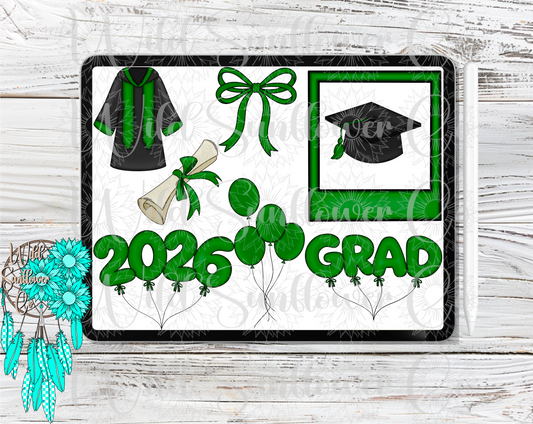 Green Graduation Clipart Set